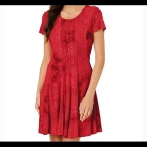 Red Sequin 3/4 sleeve fiesta dress